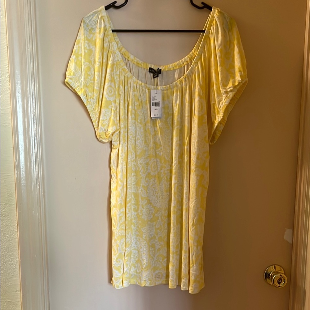 Lane Bryant Yellow and White Floral Blouse